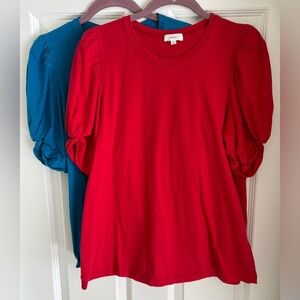 Pair of A.L.C. Kati Puff-Sleeve Tee Shirts. Size XL